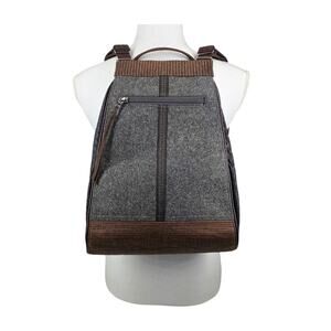 MATERIAL THINGS BY JANET C. GRAY / BROWN MINIMALIST EXPANDABLE TRIANGLE BACKPACK
